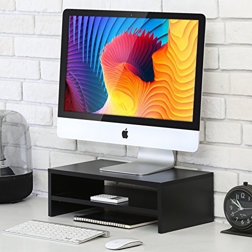 Fitueyes Monitorständer aus Holz 42,5x23,5x14cm schwarz mit Stauraum DT204201MB