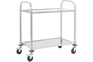 vidaXL Carrito de Cocina de 2 Alturas 96,5x55x90cm Acero Inoxidable Catering Mobiliario Hogar Hostelería Práctico Ruedas Giratorias Robusto Estable