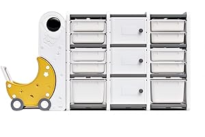 ‎HEALA ALL IN ITS PLACE heala 2:1 Spielzeug Aufbewahrung Kinderzimmer & lauflernhilfe Baby ab 6 Monate. Bücherregal Kinderregal mit Boxen Regal Weiß trofast Regal für Kleiner Astronaut im Mond Design. (Extra Groß)