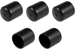 sourcing map 5pcs Rubber End Caps 28mm ID Vinyl Round Tube Bolt Cap Cover Screw Thread Protectors Black