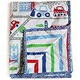 Silverlinen Busy Street 100% Cotton 3 Layer Reversible Single Blanket Dohar for Kids for Boys - Multicolour (Size: 56x70 Inches)