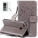 Produktbild ISENPENK Huawei P9 Lite(2016) Leder Hülle, Baum und katze Drucken Muster Muster Pattern Flip PU Leder Tasche Bookstyle Cover Case mit Intern Karte Schlitz,Anti-Sturz Stoßfest Abdeckung Entwurf Stoßdämpfend Triangle Hemming Schutzhülle, Magnetic Closure Wasserdicht Brieftasche mit Standfunktion Tasche Handy Gürtel für Huawei P9 Lite(2016) 5.2Zoll-[grau]+ Panzerglas Folie/ Displayfoile/ display schutzfolie
