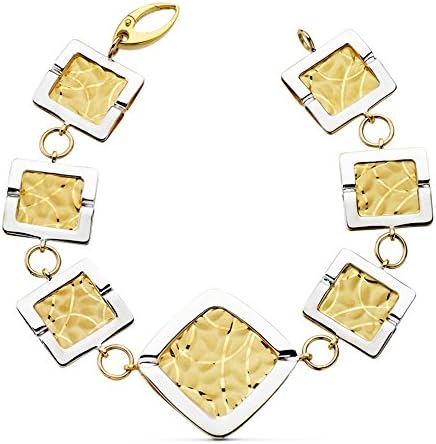 Women Bracelet 18 K Gold Two-Tone Diamond Matt and Gloss
