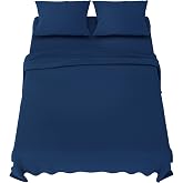 Dreamzie - Bed Sheet Set 180 x 200 cm - Brushed Microfiber - Dark Blue | Bed Linen 4 Pieces &middot; Fitted Sheet 180x200 &middot; Top Shee