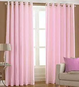 Swiss FAB Plain Fancy 2 Piece Eyelet Polyester Window Curtain Set - 5ft, Purple