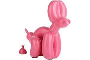 SURUIM Globo en Cuclillas Estatua de Perro Escultura de Resina Decoración para el hogar Escritorio Moderno Oficina Decoración del hogar Accesorios para Sala de Estar Figuras de Animales (Polvo de Cereza)