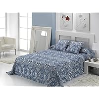 Mora Cora Colcha, Poliéster, Azul, Individual, 180x270x3 cm