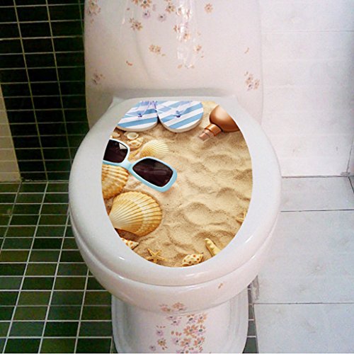MagiDeal WC Sitz Wand Aufkleber Sand-Strand Vinylkunst Tapete Badezimmer Abziehbilder Dekor - 2