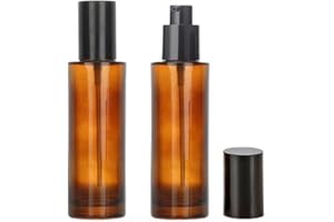 VASANA 2 x 100 ml bernsteinfarbene Milchglas-Emulsions-Pumpflasche, leere Spenderflasche, Make-up-Verpackung, Aufbewahrungsbehälter mit schwarzer Kappe für ätherische Öle, Foundation, Creme, Lotion