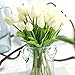 Produktbild Chunqi Unechte BlumenKünstliche Deko Blumen Gefälschte Blumen Blumenstrauß Seide Tulpe Wirkliches Berührungsgefühlen, Braut Hochzeitsblumenstrauß für Haus Garten Party Blumenschmuck 10 Stück Weiß