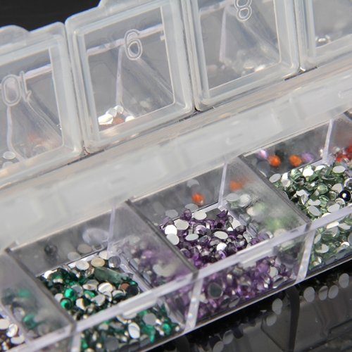 3000 Stück 12 Farben Nagel Art Strassstein Glitter Strass UV Gel Acryl 1,5mm - 4