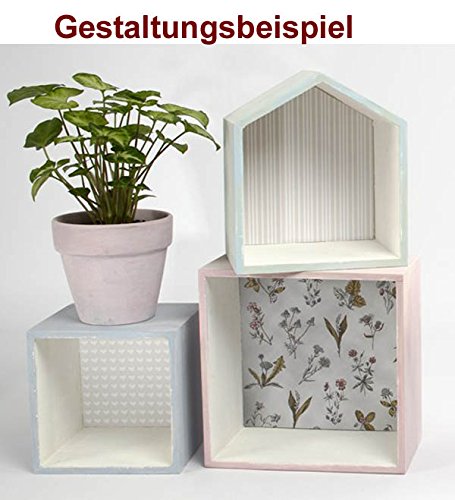 2-teiliges Set Holzbox, Regalbox Hausform, Wandregal Wanddekoration, Holz unbeh. - 4