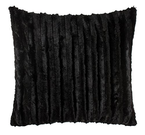 Hochwertiges exclusives Fellkissen – Fellimitat/Nerzoptik – besonders weich und kuschelig mit Füllung – Größe: 50×50 cm – Schwarz – Brandsseller - 2