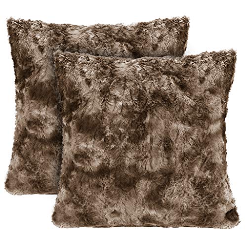 LANGRIA Set of 2 Decorative Faux Fur Cushion Covers 45x45 cm, Soft Plush Shaggy Throw Pillow Case wi LANGRIA Set of 2 Decorative Faux Fur Cushion Covers 45x45 cm, Soft Plush Shaggy Throw Pillow Case wi
