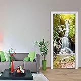 Etiqueta engomada creativa de la puerta del papel pintado de la pared de la cascada alpestre 3D