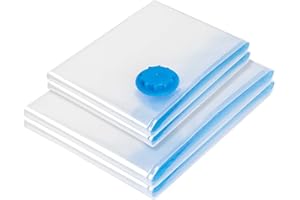 AITODOS TA AiTodos® Bolsa de Almacenamiento Comprimible al Vacío, Bolsa de Almacenamiento al Vacío de Alta Resistencia, Incluye Bomba de Vacío Manual, Paquete de 4 (80 * 60-2 Piezas, 100 * 80-2 Piezas)