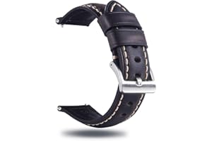 Berfine Quick Release Rindsleder Uhrenarmband, Vintage Retro Pull-Up Leder Uhrenband mit Schnalle aus Edelstahl, Ersatzarmband für Damen Herren Uhr und Smartwatch Bandbreite 18mm 20mm 22mm 24mm 26mm
