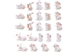 MUZRUNQ Pascua Mini Figuras de Conejito Figuras de Conejo en Miniatura Mini Bunny Ornaments Fairy Garden Decoración de Animales Cake Topper Microlandscape 24 Piezas