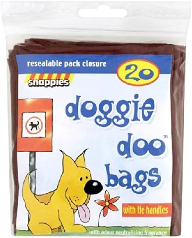 Snappies Tidy Up Doggie Doo bags with tie handles, 20&nbsp;per pack.