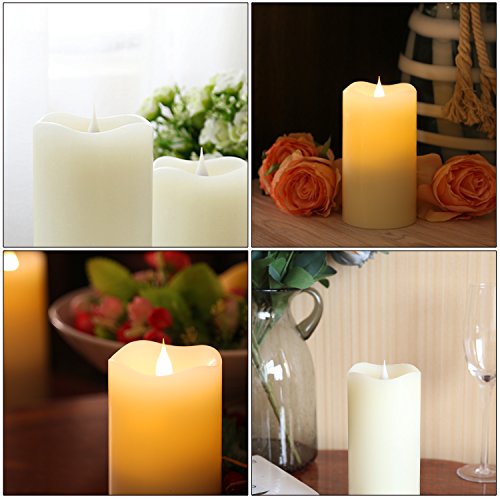 LED Kerzen flammenlose Kerzen mit Romote Control und Timer, simplux fließfähig 3D Fireless Flamme, echtes Wachs, batteriebetrieben, elfenbeinfarben, 7,6 x 12,7 cm (3×5 Zoll), für Hochzeit Party Dekorationen - 4