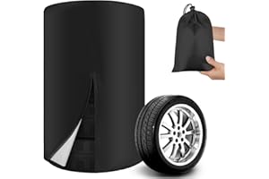 vsshe Large Car Spare Tire Covers, Large Spare Wheel Covers Outdoor, Universal Tyre Cover, for Tires up to 85cm, Holds Four Tire Storage Bags, Waterproof Dustproof with Zipper and Full Drawstring