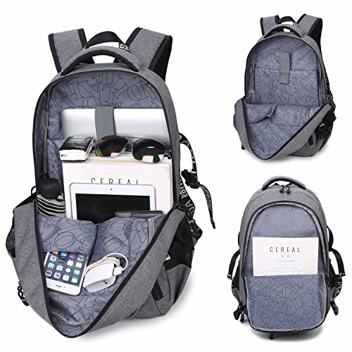 Neuleben Wasserabweisend Rucksack mit USB Port Business Laptoprucksack f  r 15 6 Zoll Schulrucksack f  r Damen Herren  Grau 