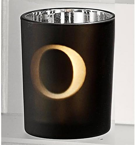 Alphabet Letter O Individual Candle Votive Glass Holder With Decorative Flowers - Tea Light Included