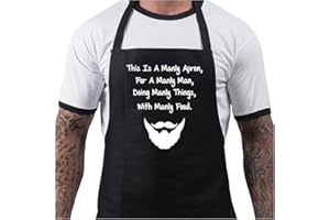 BANG TIDY CLOTHING BBQ Aprons for Men, Funny Cooking BBQ Apron in Black Cotton, Adjustable with 2 Pockets, Birthday, Christmas, Cooking Gifts for dad, chef, husband, him - Manly Man