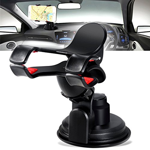 TecHERE EasyClaw Plus - Supporto Universale per auto con ventosa - Porta telefono / smartphone / cellulare per iPhone 6 plus 6 5 5s 5c 4s, Samsung Galaxy S6 S5 S4 S3 S2, Nexus, Lumia, Sony Xperia, LG, HTC, navigatore GPS ed altri dispositivi di larghezza fino a 9 cm - Regolabile con rotazione 360Â° - Colore Nero