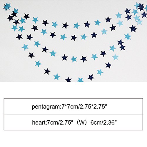 Cadillaps Herz Stern Wimpelkette Papier Party Hängedeko Hochzeits Dekoration Girlande 3m - 2