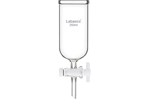 Labasics Entonnoir de Goutte à Goutte, Robinet d'Arrêt en Téflon, Verre Borosilicaté de Haute Qualité, Ouverture Supérieure Non-Graduée, pour Distribution Précise de Liquides, 250 ml