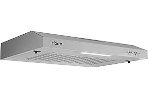 CIARRA CBCS6903 Cappa Aspirante 60 cm Sottopensile Cappa da Cucina con Pannello Argento LED Montaggio a Parete con Ventola Estrattore (Argento) inclusa carbone CBCF001