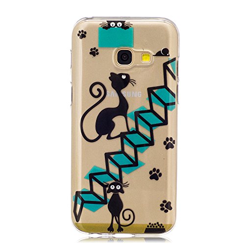Samsung Galaxy A3 2017 Hülle,MAGQI Transparent Ultra Dünn Gel TPU Bumper Tasche mit Bunter Cartoon Design [Kratzfeste,Scratch-Resistant] [Crystal Clear] Weiche Silikon Gummi Schutzhülle [Frei Stylus Pen] 360 edge protection für Samsung Galaxy A3 2017 – schwarze Katze - 4