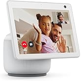 Echo Show 10 (Newest gen) | HD smart display with motion and Alexa | Glacier White Fabric