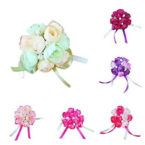 Sztara Eleganter Brautschmuck Blumen-Armband / Ansteckblume, kreativ, für Brautjungfer, mit Rosen- und Perlen-Band, für Hochzeitsparty, für Handgelenk - 4