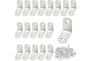 CEEYSEE 20 staffe angolari da 30 x 30 mm, a forma di L, in acciaio inox a 90 gradi, con 40 viti per progetti fai da te, mobili, sedie, tavoli, librerie, staffe ad angolo (30 x 30 mm)