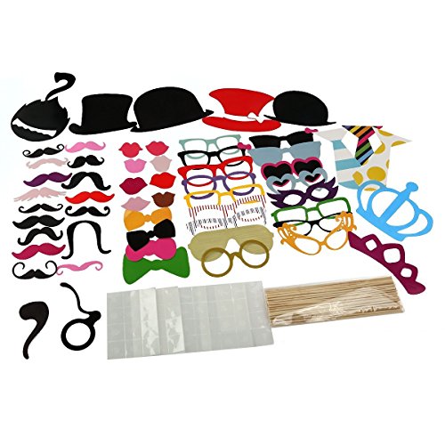 60 Stück Ausrüstung DIY Foto Requisiten Komisch Papier Schnurrbart Brille Foto Stand Requisiten Für Hochzeit Geburtstag Kostüm Party Favors Kleid- oben Zubehör - 2