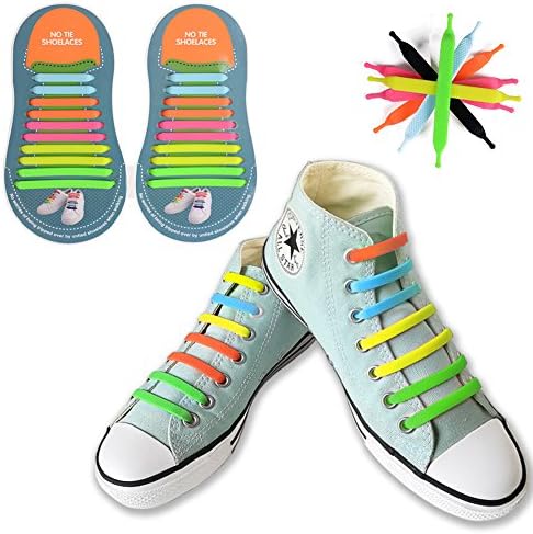 No Tie Shoelaces, Canwn Flat Elastic Waterproof Silicone Shoelaces for Kids and Adults Athletic Running Shoe Laces with Multicolor for Sneaker Boots and Casual Shoes