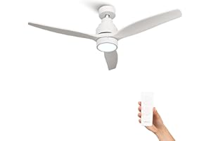 Mellerware - Ventilador de Techo con Mando a Distancia Brizy Bright | 30 W | 6 Velocidades | Ultra silencioso | 3 Aspas 132 de Diámetro | Función Verano-Invierno | Temporizador | LED | White