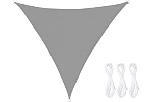 Hitopin Auvent Triangulaire,Voile D'ombrage Triangulaire,Voile D'ombrage Imperméable,Filet D'ombrage Triangle, 2x2x2 m, Protection 95% UV, pour Jardin,pour Patio Jardin Extérieur(1PCS,Gris)
