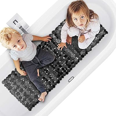 Magicfun Tapis de Baignoire Antidérapant, Tapis de Bain de Sécurité Antidérapant Extra Long 88 x 40cm Anti Glisse avec 160+ Ventouse, Noir