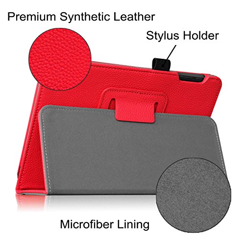 Fintie Medion Lifetab S7852 (MD 98625) / S7851 (MD 98675) Hülle Case – Folio Kunstleder Schutzhülle Tasche Cover Etui mit Ständerfunktion und Stylus-Halterung für MEDION LIFETAB S7852/S7851(19,9 cm 7,85″) Tablet-PC, Rot - 4