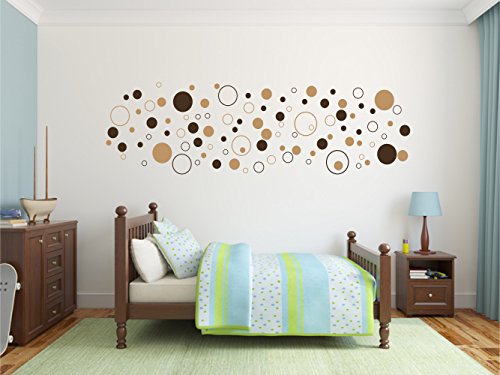 Wandtattoo 100 bunte Kreise – zweifarbig, dunkelgrau grau, anthrazit selbstklebend in Wunschfarben – Punkte, Dots, Wandaufkleber Wandtatoos Sticker Aufkleber für die Wand, Fensterbild, Tapetensticker, Türaufkleber, Tattoo aus Markenfolie – aus 32 Farben wählen - 3