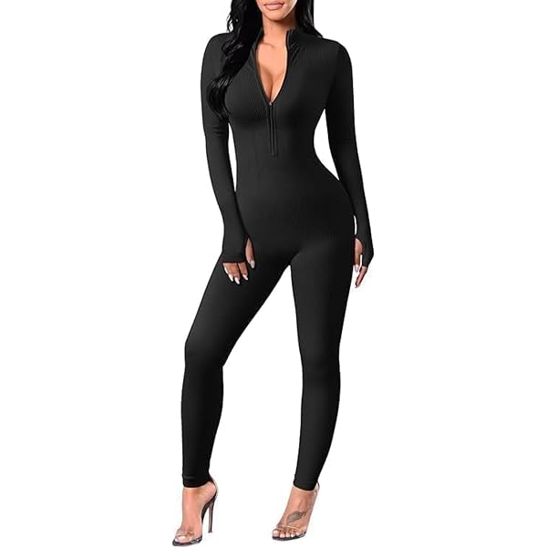 Ecupper Tuta Intera Donna Con Cerniera - Maniche Lunghe Per Yoga, Palestra E Shapewear - Tessuto Elasticizzato