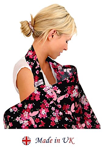 BebeChic * Top Quality 100% Cotton * Breastfeeding Covers * Boned Nursing Tops - with Storage Bag - butterfly floral