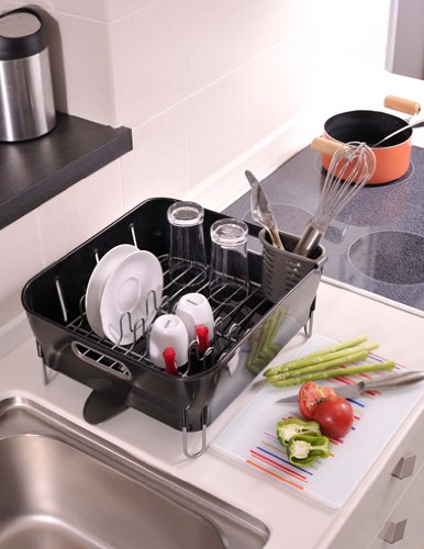 simplehuman Kompaktes Abtropfgestell, Kunststoff, schwarz - 5