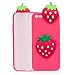 Produktbild Handyhülle Für iPhone 5 5S SE 3D Erdbeere Tiere-Silikon Hülle Schutzhülle - Süße Karikatur Tier Muster Ultra Dünn Slim Weiche Flexible Gummi Bumper Case für Kinder Jungs Mädchen,Red Strawberry