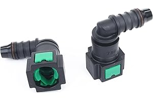 AC Performance Plastic Fuel Quick Connector Female 5/16" Tube to Male 3/8" Barb, 90 Degree, Pack of 2
