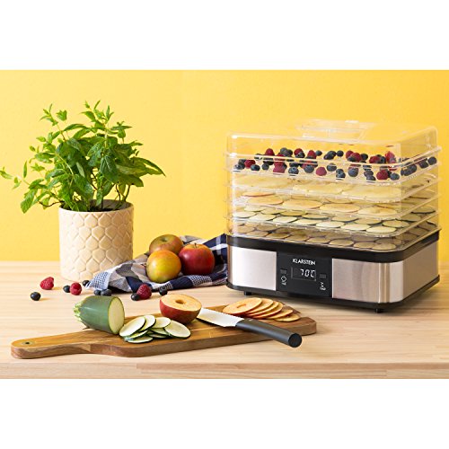 Klarstein Valle di Frutta Dörrgerät Dörrautomat (5 Etagen mit je 32 x 25 cm Trockenfläche, 250 Watt, einstellbare Temperatur, Timer, Edelstahl-Gehäuse) silber - 2