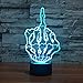 Produktbild 3D Optische Illusions Lampen LED Schreibtisch Tischlampe 7 Farb Transformation Mittelfinger Nachtlicht für Schlafzimmer Büro Dekor für Kindergeburtstag Weihnachtsgeschenk,Touch switch